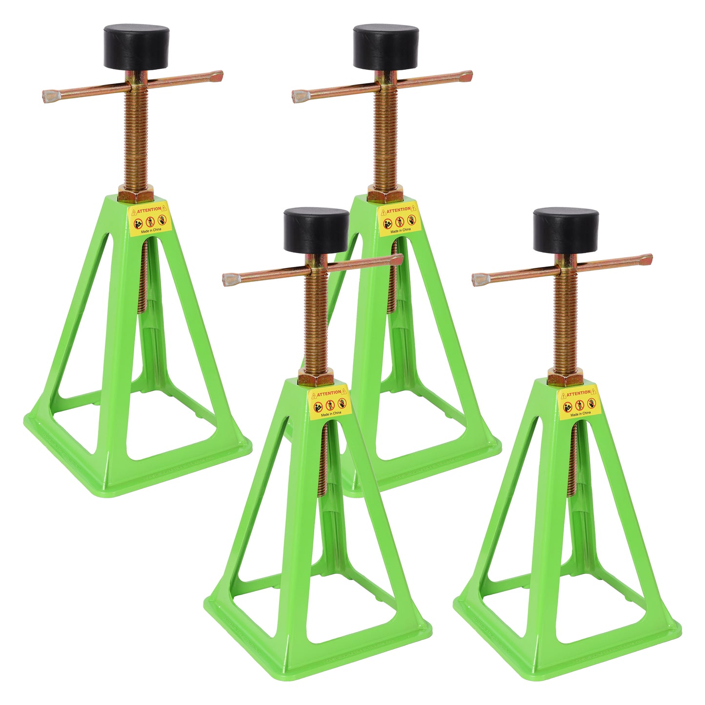 4-Pack RV Stabilizer Jacks, Heavy Duty Adjustable Screw Jack Stands for Travel Trailer Camper, 3300 Lbs Each Load Capacity, 11' to 17' Height Range, with Spare Nuts & Rubber Pads for RV Leveling & Sup