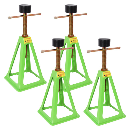 4-Pack RV Stabilizer Jacks, Heavy Duty Adjustable Screw Jack Stands for Travel Trailer Camper, 3300 Lbs Each Load Capacity, 11' to 17' Height Range, with Spare Nuts & Rubber Pads for RV Leveling & Sup